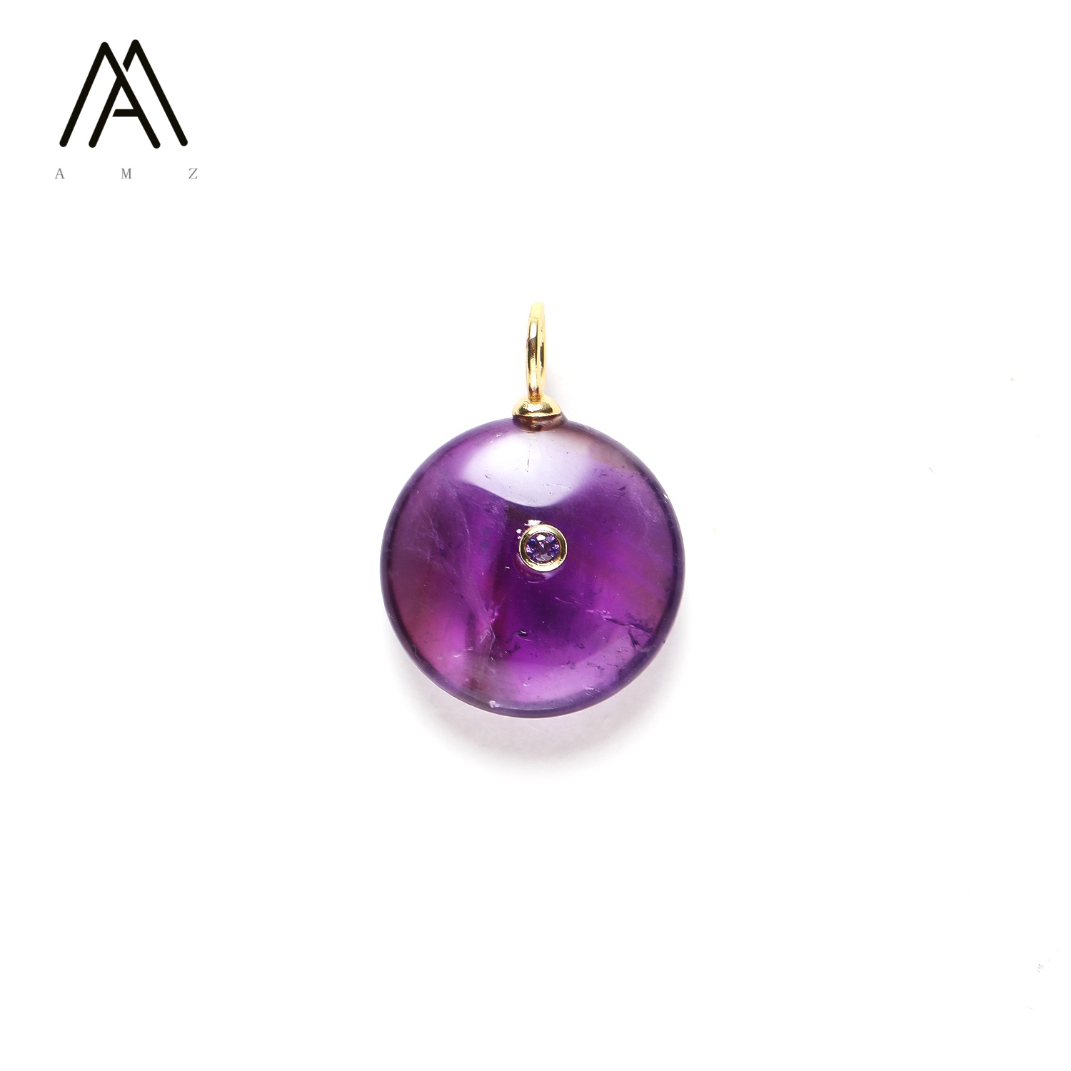 AJ-P301 Vintage Amethyst Disc Pendant